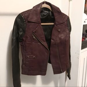 Two toned quoted leather jacket